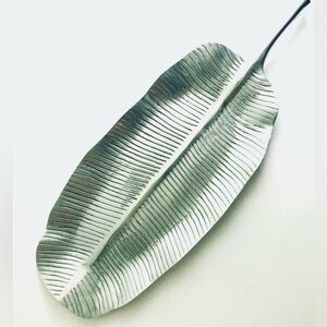 Artisan Mexico1492 Handmade Extra Large Pewter Serving Tray Banana Palm Leaf HTF